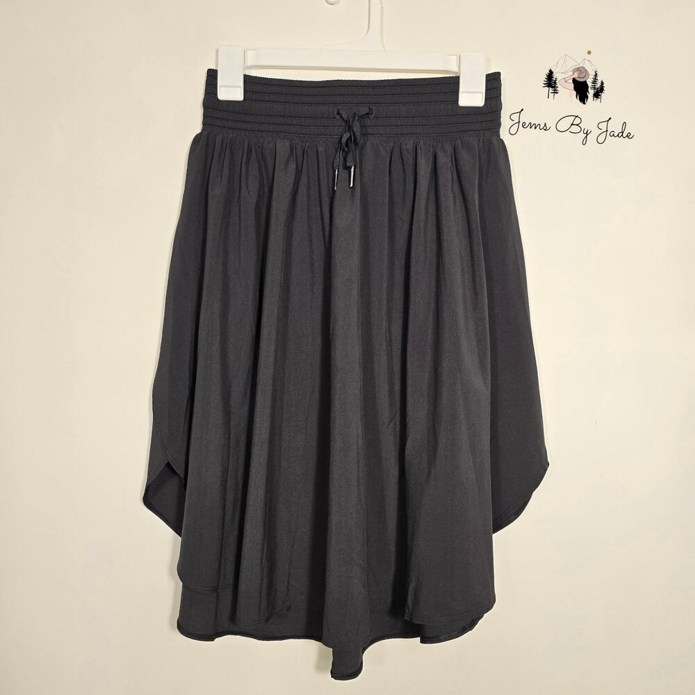 Lululemon Everyday Skirt Size 6 Black Drawstring Stretch Ruched Waist Women’s